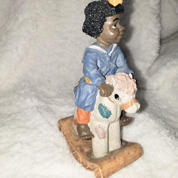 Vintage African American Girl on a Rocking Horse - Picture 4 of 8